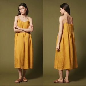 Hartford Rovita Honey Linen Dress Midi Mustard Yellow 2